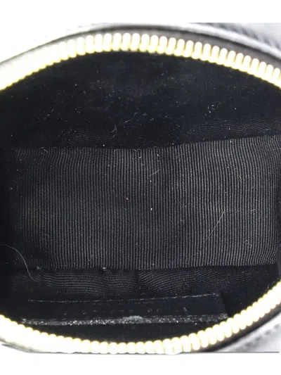 Pre-owned Saint Laurent Vinyle Round Matelasse Chevron Leather Baby Belt Bag In Black