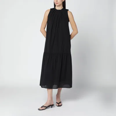 Weekend Max Mara Black Cotton-blend Canvas Dress In Black