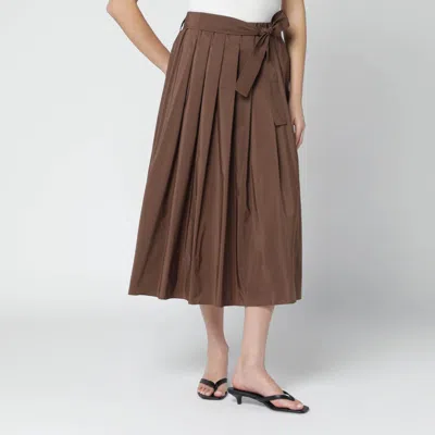 Weekend Max Mara Chocolate Taffeta Midi Skirt In Blue