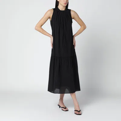 Weekend Max Mara Black Cotton-blend Canvas Dress In Black
