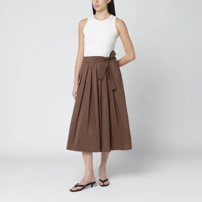 Weekend Max Mara Chocolate Taffeta Midi Skirt In Blue