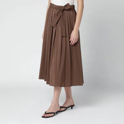 Weekend Max Mara Chocolate Taffeta Midi Skirt In Blue