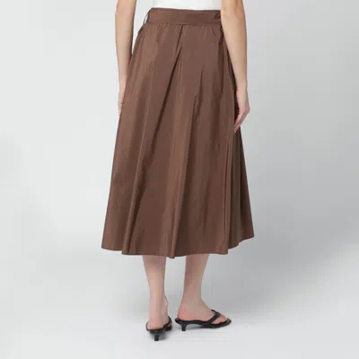 Weekend Max Mara Chocolate Taffeta Midi Skirt In Blue
