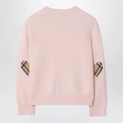 Burberry Check Patch Wool Cashmere Cardigan In Pink