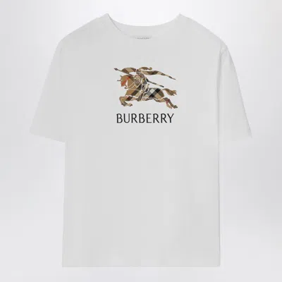 Burberry Ekd Check Cotton T-shirt In White