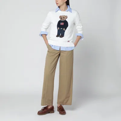 Polo Ralph Lauren White Polo Bear Sweater In White
