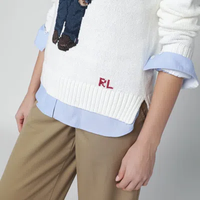Polo Ralph Lauren White Polo Bear Sweater In White