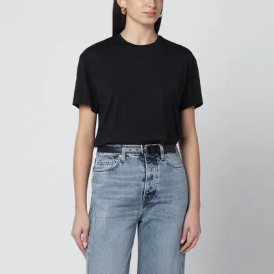 Totême Black Organic Cotton-blend T-shirt In Black