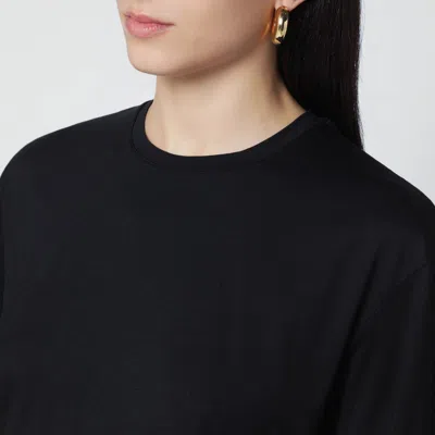 Totême Black Organic Cotton-blend T-shirt In Black
