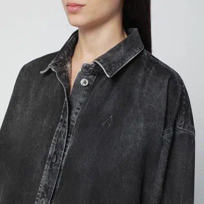 Attico Washed Denim Shirt Collared Long Sleeves In Black