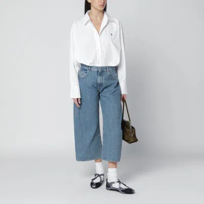 Attico Light Blue Cropped Jeans In Blue