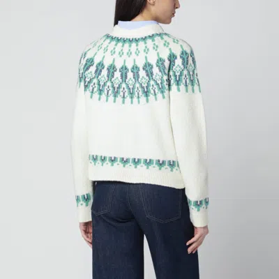 Loewe Stretch Wool Blend Cropped Sweater Graphic In White