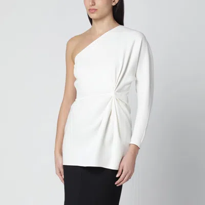 Valentino Ivory One-shoulder Top In Couture Cady In White