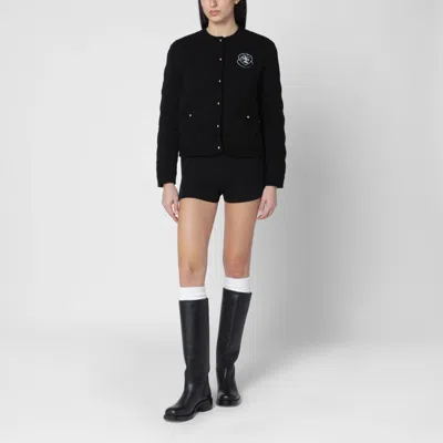 Moncler Black Virgin Wool-blend Cardigan In Black