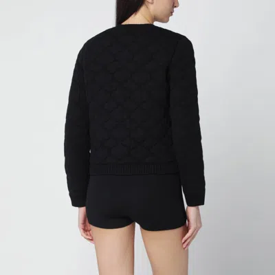 Moncler Black Virgin Wool-blend Cardigan In Black