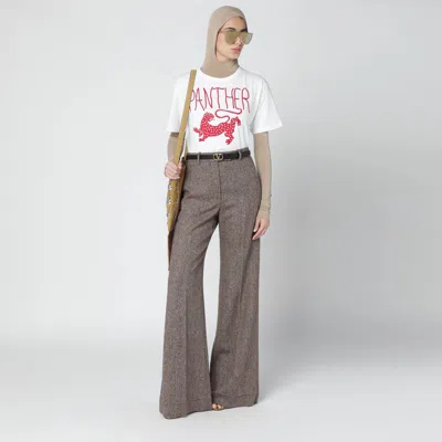 Valentino Panther Graphic Crew Neck T-shirt Short Sleeves In White