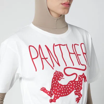 Valentino Panther Graphic Crew Neck T-shirt Short Sleeves In White
