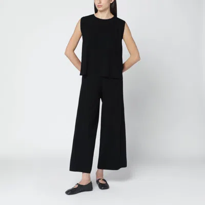 Weekend Max Mara Black Sleeveless Plissé-knit Tank Top In Black