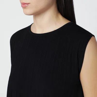 Weekend Max Mara Black Sleeveless Plissé-knit Tank Top In Black