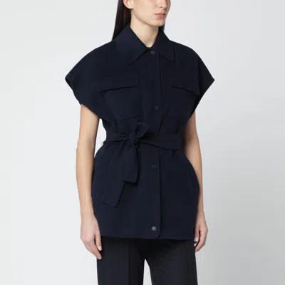 Weekend Max Mara Blue Wool-blend Belted Jacket In Blue
