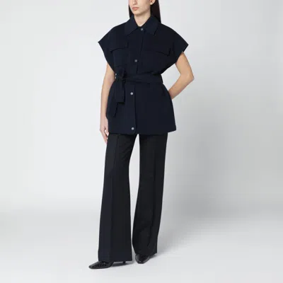 Weekend Max Mara Blue Wool-blend Belted Jacket In Blue