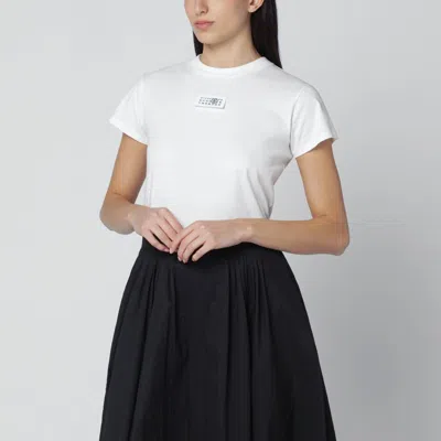 Mm6 Maison Margiela White T-shirt With Numeric Signature Patch In White