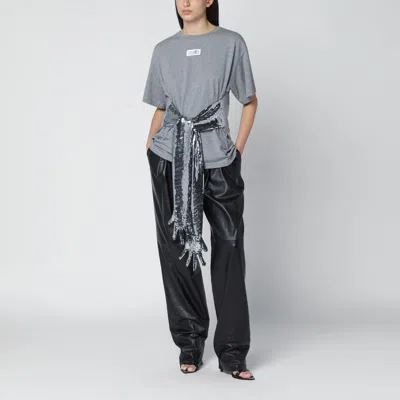 Mm6 Maison Margiela Cotton T Shirt Gloves Sequin Belt In Gray
