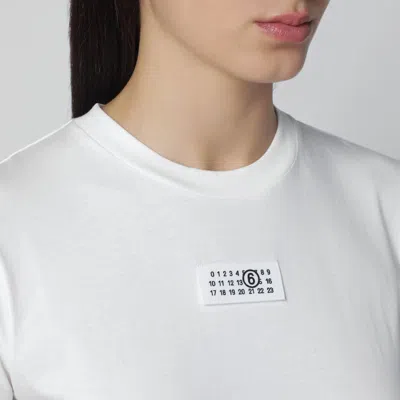 Mm6 Maison Margiela White T-shirt With Numeric Signature Patch In White