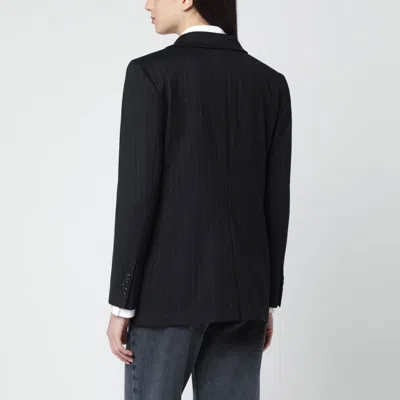 Vitovi Black Pinstripe Lurex Double-breasted Jacket In Black