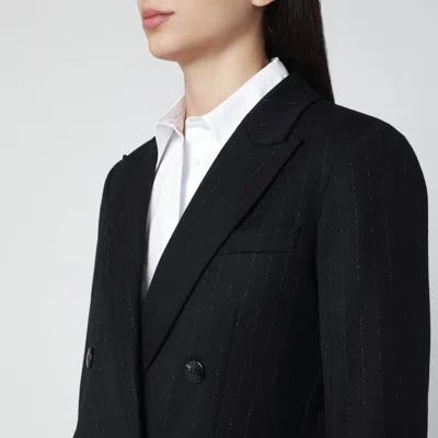 Vitovi Black Pinstripe Lurex Double-breasted Jacket In Black