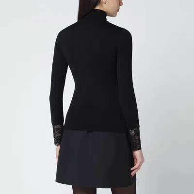 Valentino Black Top With Lace Inserts In Black