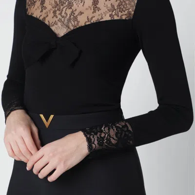 Valentino Black Top With Lace Inserts In Black