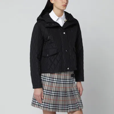 Burberry Black Cropped Quilted Jacket In Black