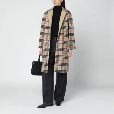 Burberry Sand Reversible Wool Coat In Sand