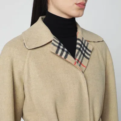 Burberry Sand Reversible Wool Coat In Sand
