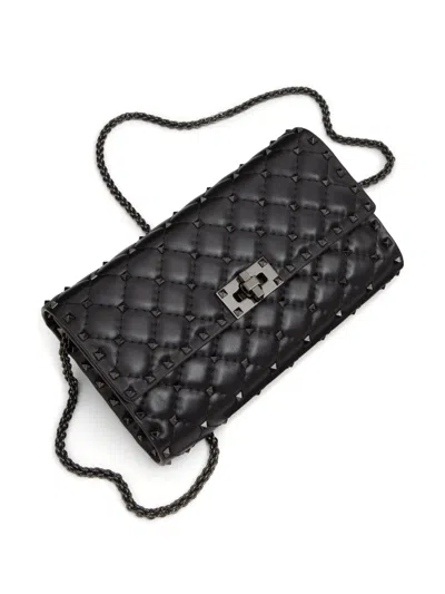 Valentino Small Rockstud Leather Crossbody Bag In Black