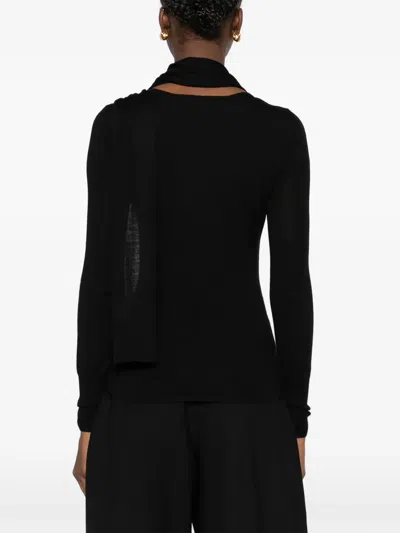 Mark Kenly Domino Tan Scarf-detail Sweater In Black