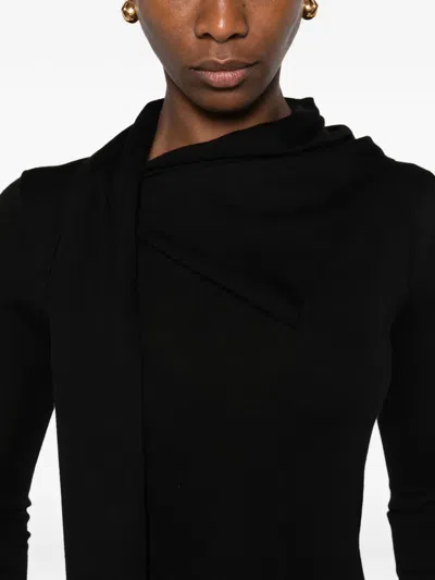Mark Kenly Domino Tan Scarf-detail Sweater In Black