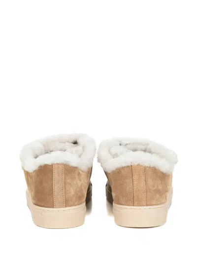 Voile Blanche Fur Trim Trainers In Brown