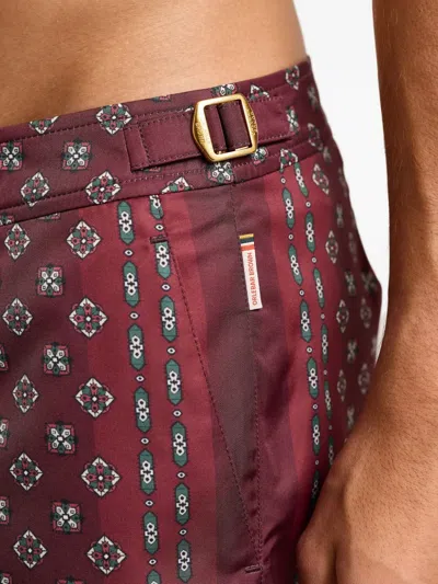 Orlebar Brown Bulldog Printed Swim Shorts In Red