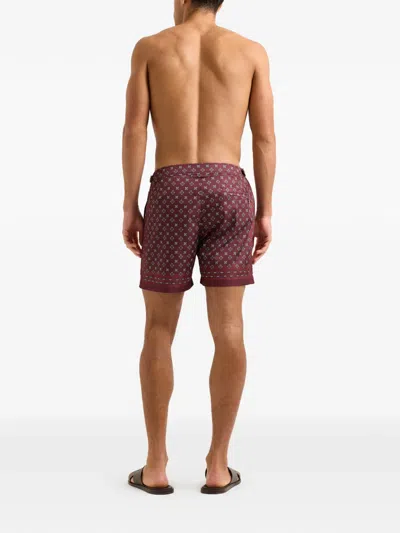 Orlebar Brown Bulldog Printed Swim Shorts In Red