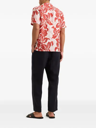 Orlebar Brown Maitan Camp-collar Floral-print Linen Shirt In White
