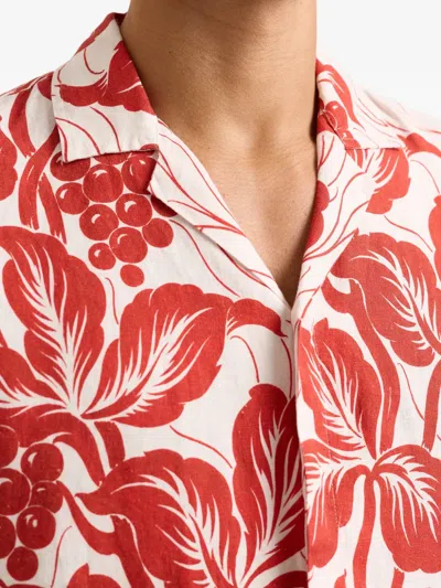 Orlebar Brown Maitan Camp-collar Floral-print Linen Shirt In White