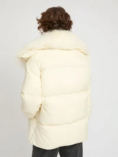 Yves Salomon Army Collection Mid Length Down Jacket In Neutral