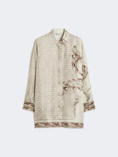 Max Mara Grado Printed Silk Satin Shirt In White