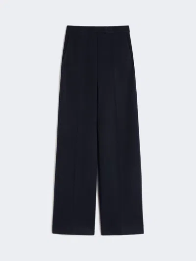 Max Mara Wool Piqué Trousers In Blue