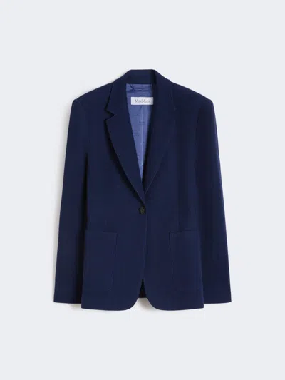 Max Mara Single-breasted Piqué Jersey Blazer In Blue