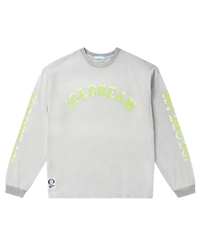 Icecream Damaged Cotton Ls T-shirt Running Dog In Silver