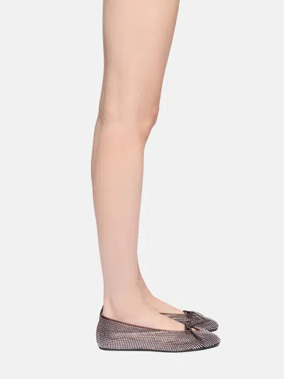 Attico Kali Satin Ballerinas With All-over Rhinestone Detail In Brown
