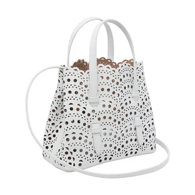 Alaïa Mina 20 Tote Bag In Vienne Wave Perforated Leather In Multi